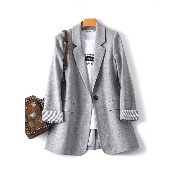 

women's temperament spring and autumn thin suit jacket 2019 new loose casual loose smock small suit jacket, White;black