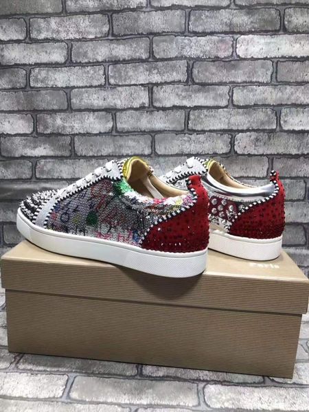 

2019 удар качество шипы high top red bottom pik pik шипованных кроссовки обувь женщина мужчины роскошная flat повседневной red sole party об, Black