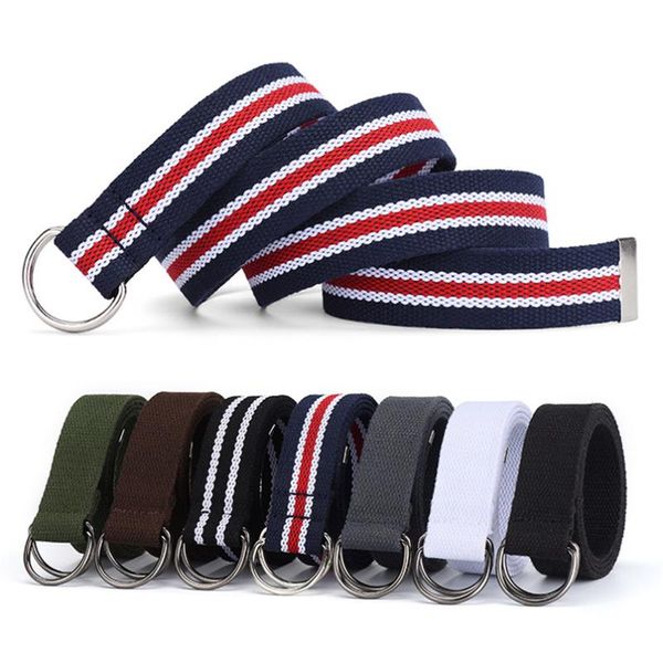 

men and women trendy belts d shape metal buckle fashion fabric trouser belts student cowboy rich colors tide waistband, Black;brown