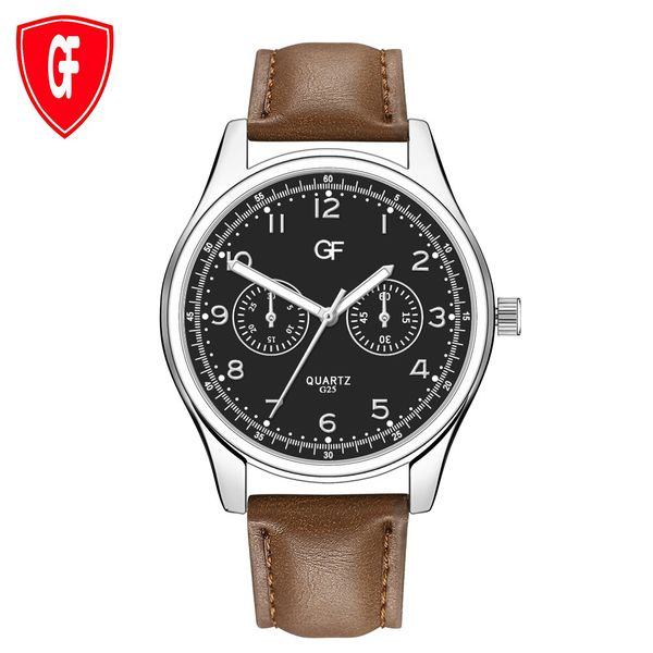 

ccq reloj hombre 2019 горячие мужские кожаные часы что бы ни поздно в любом случае письмо часы новый указатель свечение часы мужской час топ, Slivery;brown