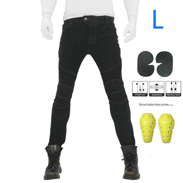 

s~3xl motorcycle jeans replacement apparel combat pants knee pads anti-fall men women black