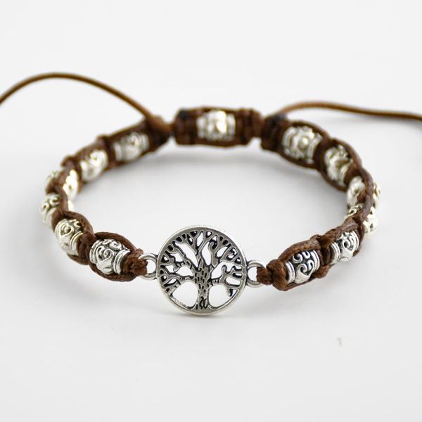 

kbjw original tree of life charm bracelet vintage retro silver color metal beads handmade bracelet jewelry creative gift women, Golden;silver