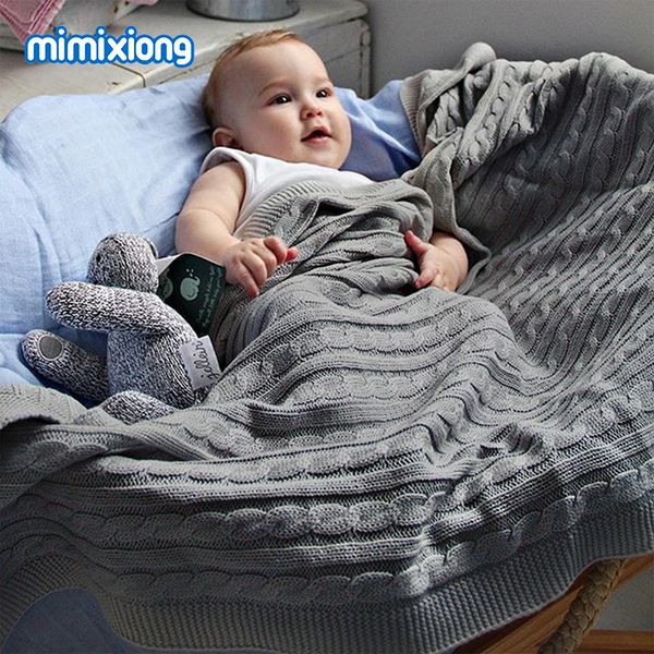 

soft infant baby boys girls stroller bedding blankets quilts cotton solid color knitted newborn swadding wrap blanket 100*80cm y200109
