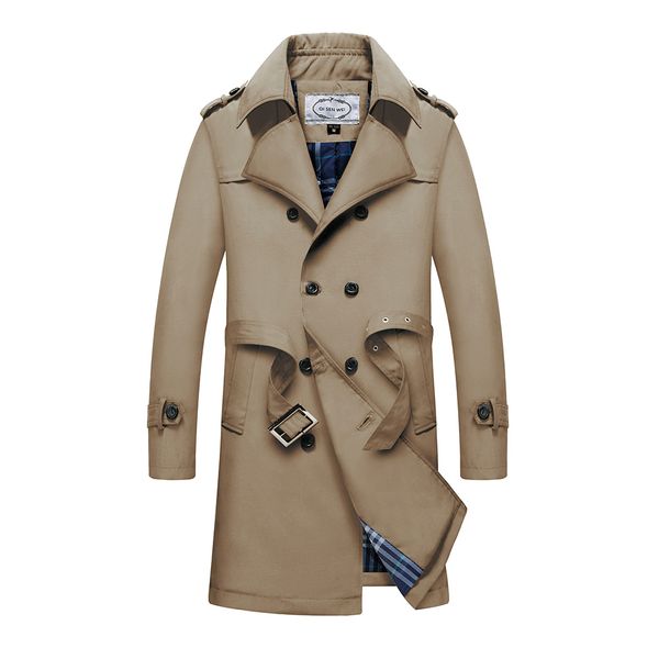 

taiziqi long trench coat men thicken outwear men mens long coats windbreaker casual jacket warm coat for mens, Tan;black