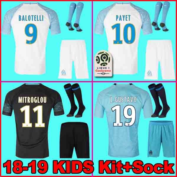 

2019 olympique de mar eille enfant balotelli occer jer ey 18 19 om child maillot de foot boy uniform kid kit payet l gu tavo thauvin