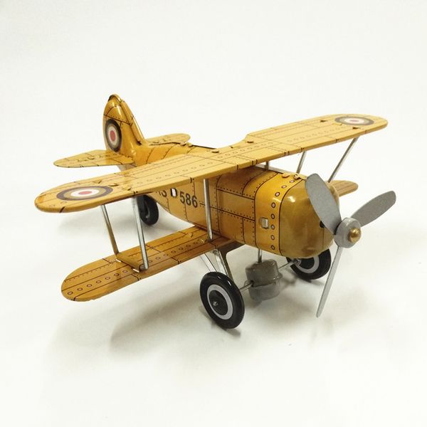 

funny] collection retro wind up toy metal tin second world war fighter propeller plane mechanical toy clockwork toy gift