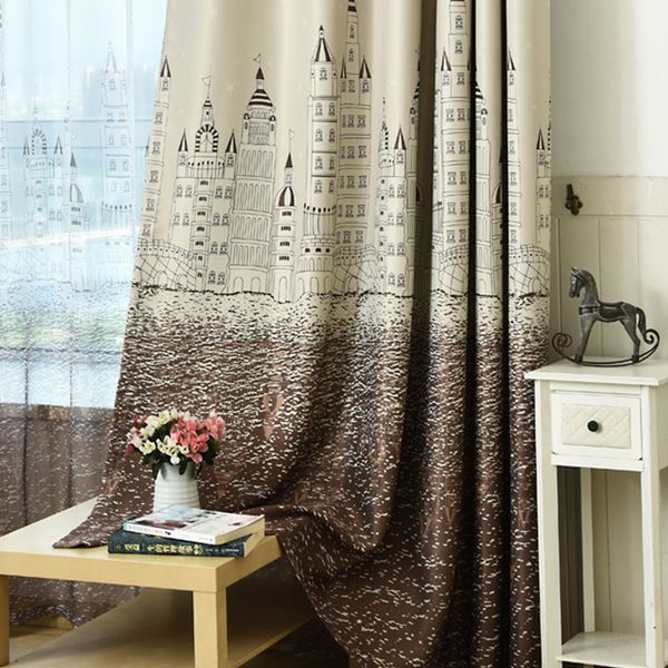 2019 Cartoon Castle Window Curtains For Children Kids Room Girls Boys Baby Bedroom Gradient Design Blackout Curtains Drapes From Newcute 42 18
