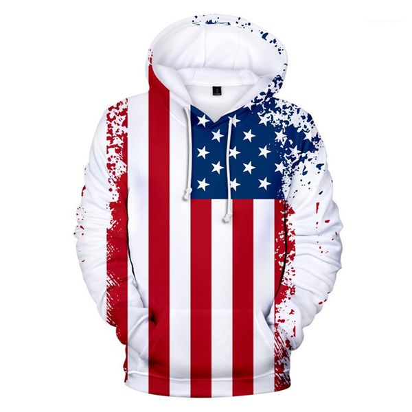

3d printed long sleeve homme hoodies designer hooded loose male sweatshirts usa independence day mens hoodies casual, Black