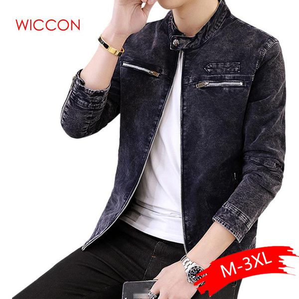 

2020 new jackets men's korean trend spring autumn slim standing collar men's vintage denim jackets, Black;brown