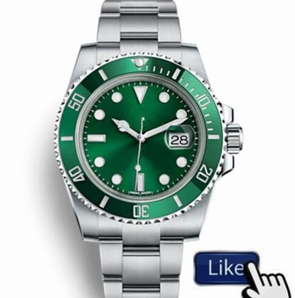 

orologio di lusso glide lock clasp strap mens automatic watch green watches 116610lv orologio automatico wristwatch orologi da uomo de, Slivery;brown
