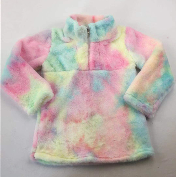

cool adorables girl winter warmly tie dye sherpa jacket children coat, Blue;gray