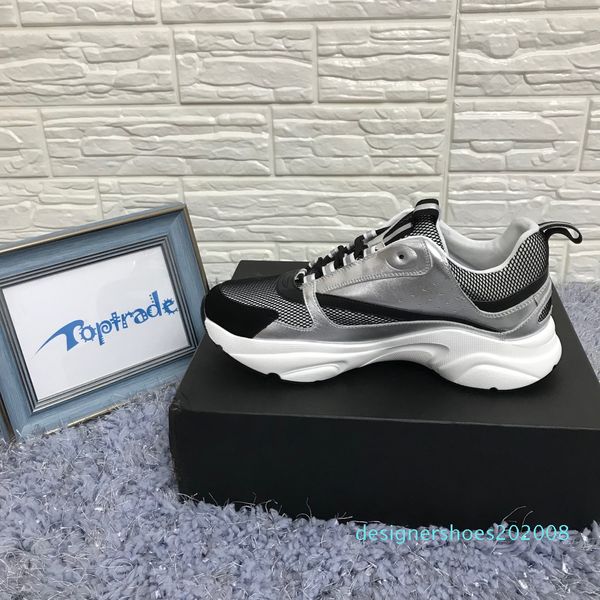 

b22 sneaker men casual shoes women flat sneaker retro low lacing-up b22 sneaker designer leather patchwork style in blue orange d08, Black