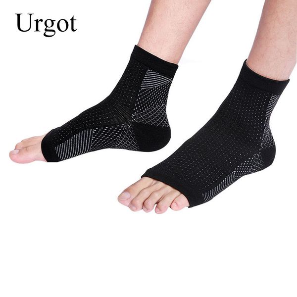 

urgot1pair foot angel anti fatigue compression foot sleeve ankle support running cycle basketball sports outdoor men ankle socks, Black