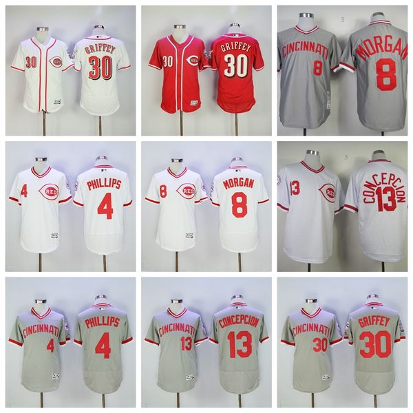 

пуловер 1976 винтажный бейсбол 8 джо морган джерси 13 дэйв консепсьон 30 кен гриффи младший 4 брэндон филлипс 2016 flexbase прохладный база, Blue;black