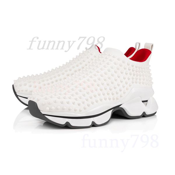 

mens and women shoes red bottom sneakers party personality high sole leather high studded spikes designer shoes sneakers t01, Black