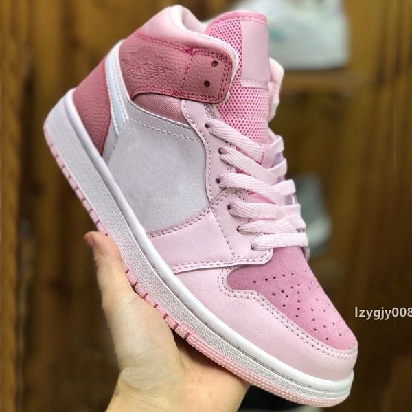 

1 1s mid basketball shoes digital pink womens girl athletics sneakers unc sport shoes cherry pink casual shoes trainers chaussures