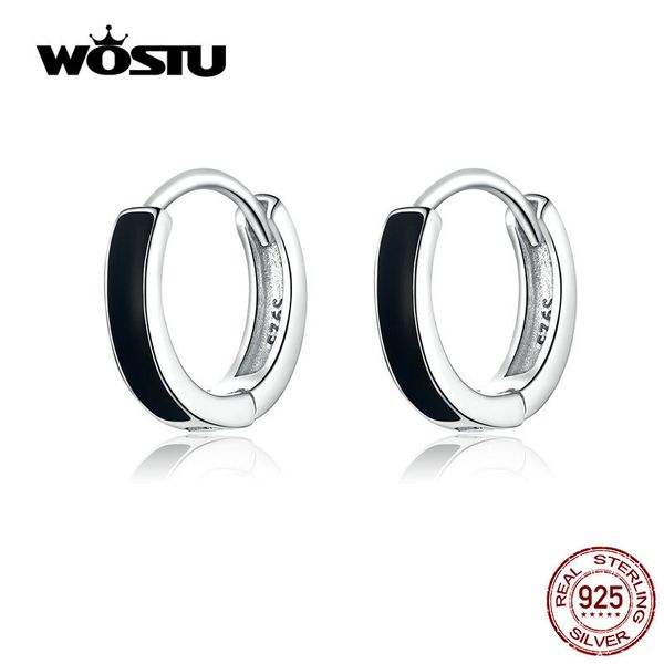 

wostu мода черный круг обруч серьги 100% 925 ювелирных изделий стерлингового серебра малые серьги для женщин свадьба обручальное cqe673, Golden;silver