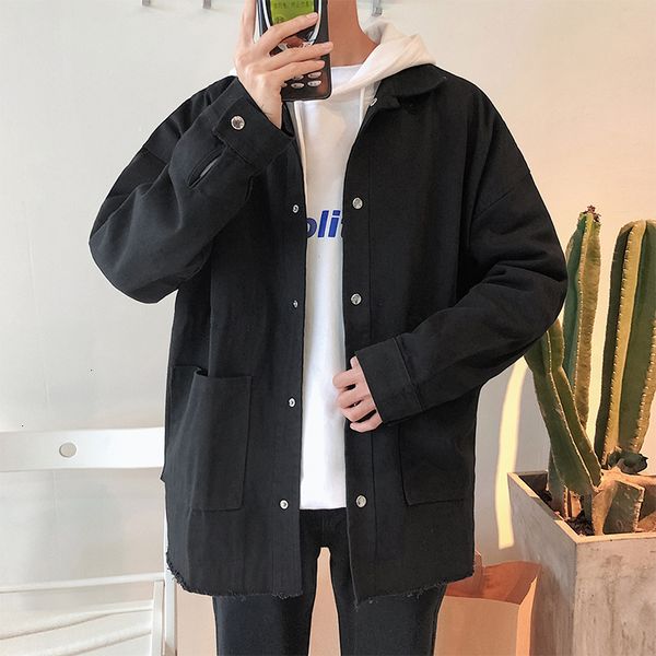 

men's jackets 2021 spring autumn jacket turn-down collar men loose outwear windbreaker mens and coats, Black;brown
