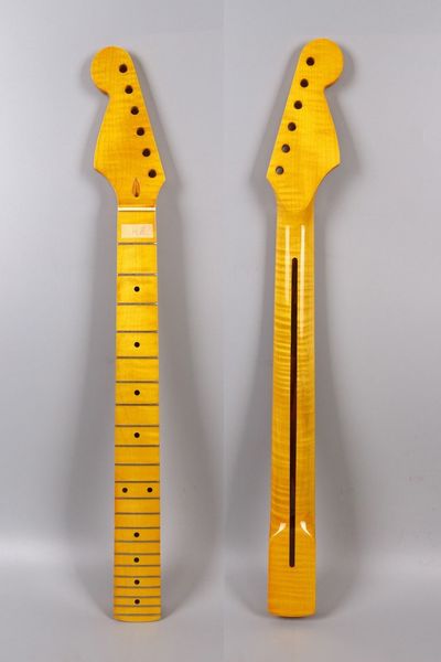 

electric guitar neck canada flame maple 22 fret yellow painting reversed head