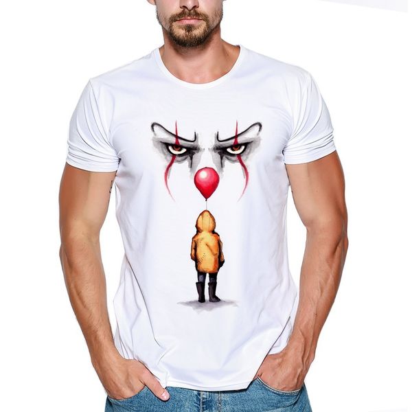 

it clown pennywise t shirt men t shirt fashion t-shirt o neck white tshirts for man tees, White;black