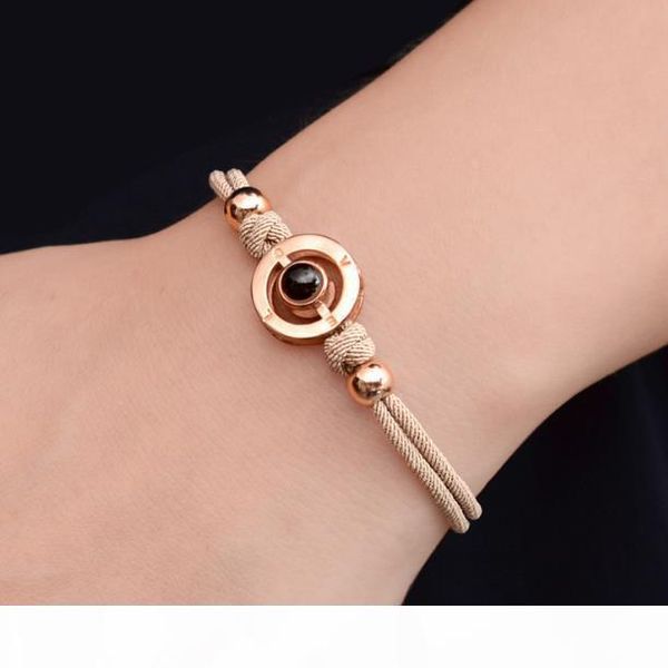 

speak 100 languages i love you bracelet sterling silver rose gold bracelet creative confession device 2018, Golden;silver