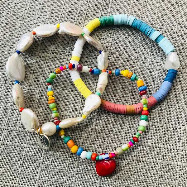 

женская мода радуга браслет богемский изысканный модный пара браслет набор красочные семена бисера натуральный жемчуг ювелирные изделия аксе, Golden;silver