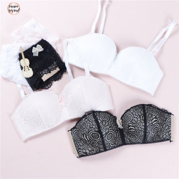 

новый lace sexy половина чашка наборов для женщин беспроводных три крючка удобного дышащих тонких нижнего белья 3 цвета белье, Red;black