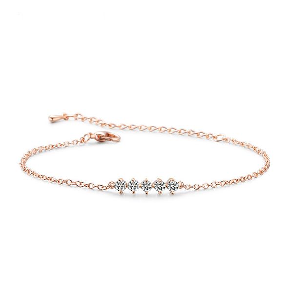 New Rose Gold Ouro Branco Cubic Zirconia Tennis ajustável minúsculo cadeia pulseira para meninas de diamante jóias aniversário para as mulheres por atacado