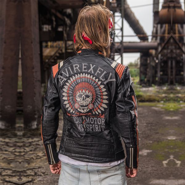 

mans genuine cow leather motorcycle rider jacket vintage stand collar embroidery leather motorcycle rider cowhide jacket, Black