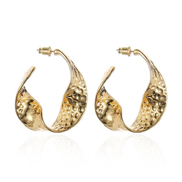 

classic fashion punk hip-hop personality wide twist creative metal earrings wedding party trendy hoops women's accessories, Golden;silver