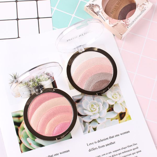 

rainbow 5 colors highlighter eye shadow blush shining portable eyeshadow palette 10 styles optional professional makeup