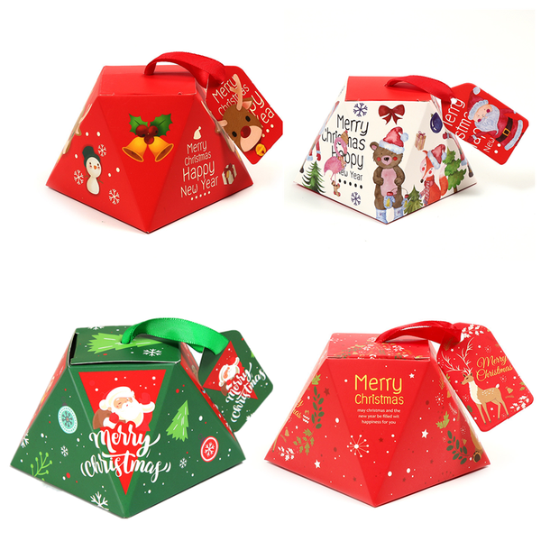 

50pcs christmas candy wrapping paper merry christmas candy box bag tree gift box with bells paper gift bag