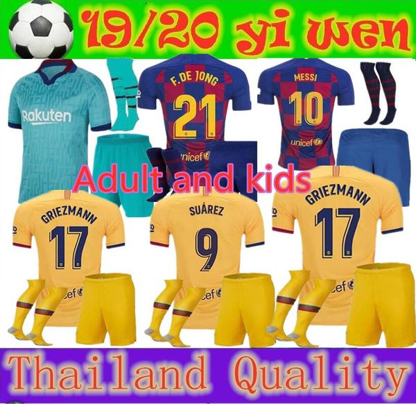 

2019 kid occer jer ey 19 20 me i griezmann de jong 2020 uarez malcom coutinho men child football kit hirt, Black;yellow