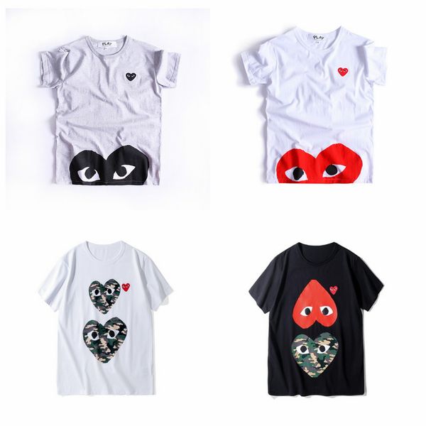 

red eyes commes tshirt pullover short sleeve des off holiday embroidery heart emoji garcons white with cotton men women cdg clothing, Black;blue