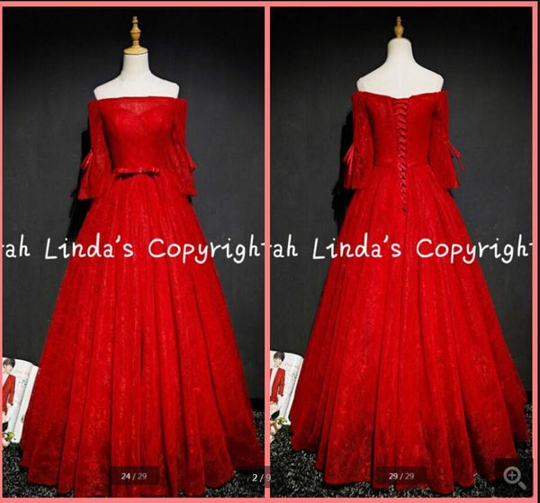 

2019 fashion new design a line off the shoulder prom dress half sleeve sashes red lace prom gowns floor length evening party prom dresses, Black