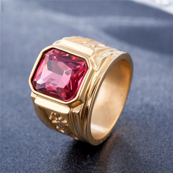 

new big gemstone rings vintage attractive gold color titanium steel ring titanium steel ring casting ring for man ing, Silver