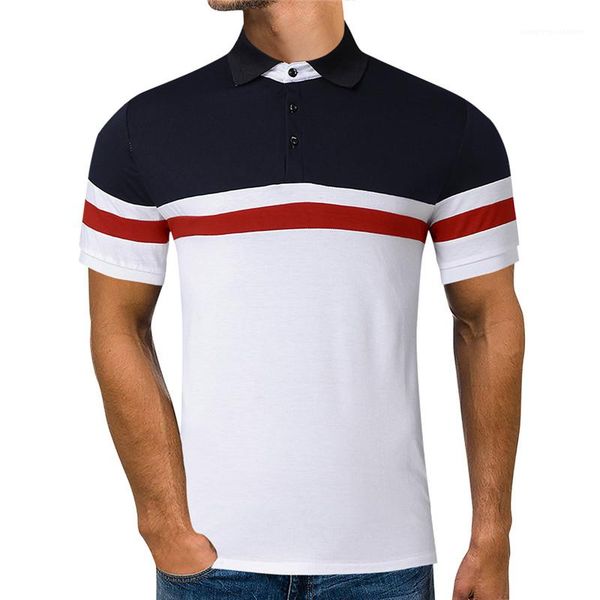 

polo shirt casual summer mens lapel neck color patchwork mens designer polo fashion slim short sleeve, White;black