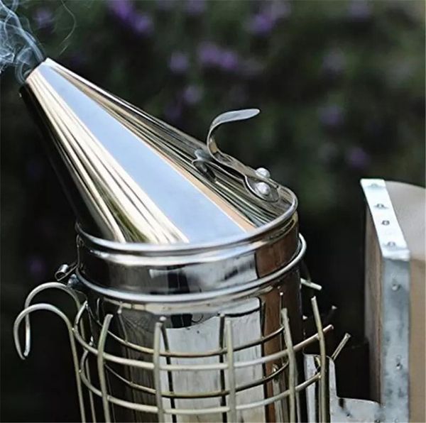 Kit trasmettitore di fumo manuale per api in acciaio inossidabile per prato da patio Apicoltura Apicoltura Apicoltore Forniture da giardino Strumento Fumatore di api Protezione dall'aria e dal calore