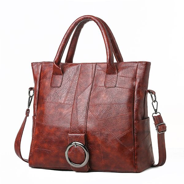 

women's bag vintage handbag fashion simple pu soft leather large capacity messenger bag