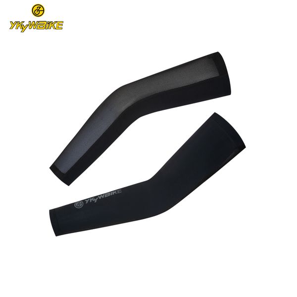 

ykywbike cycling arm warmers men running mesh fabric breathable mtb bike bicycle uv sun protection cuff arm sleeves basketball, Black