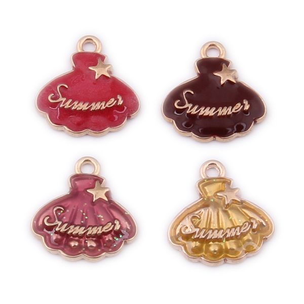 

300pcs 16*18mm gold alloy enamel summer seashell charms shell charms pendant for bracelet necklace diy jewelry ach0018, Bronze;silver