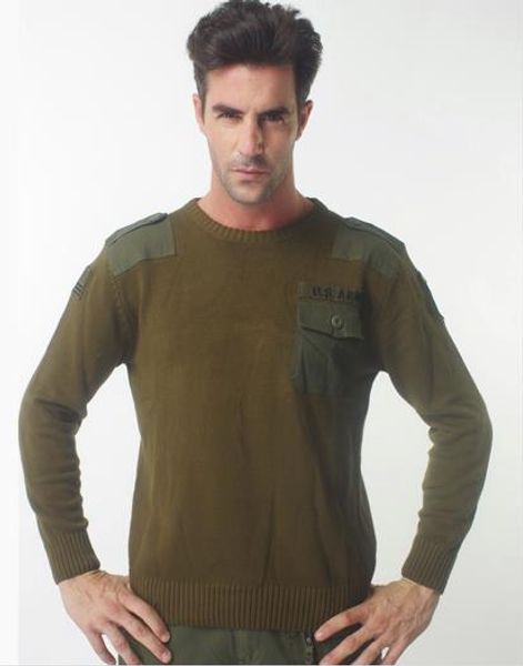 

bonjean men's us army tactical knitted sweater autumn winter casual cotton thick pullover -3xl, White;black