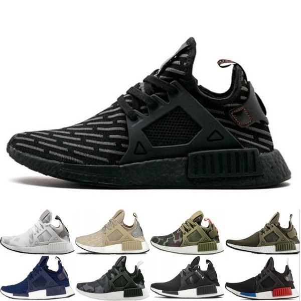 

2019 nmd xr1 primeknit running shoes triple black vintage white men women sport sneakers trainer designer shoes with box 5-11, White;red