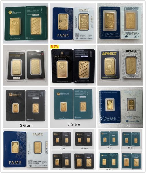 

12 дизайнов 1 унция pamp suisse veriscan perth mint rcm apmex gold bullion bar позолоченный бар металлические ремесла различный серийный ном