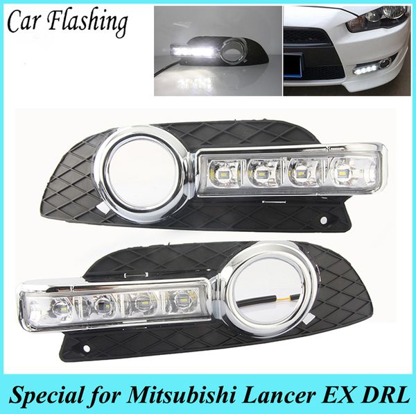 

car flashing 1 set for mitsubishi lancer ex 2009 2010 2011 2012 2013 2014 led drl daytime running lights daylight fog head lamp