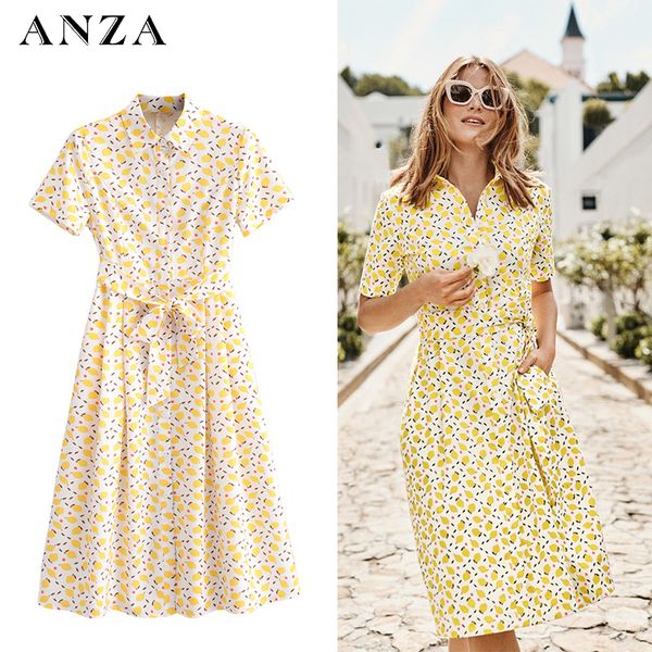 

women beach mididress summer fashion with floral print short sleeve shirtdress 2020 robe femme loose holiday yellow dress, Black;gray