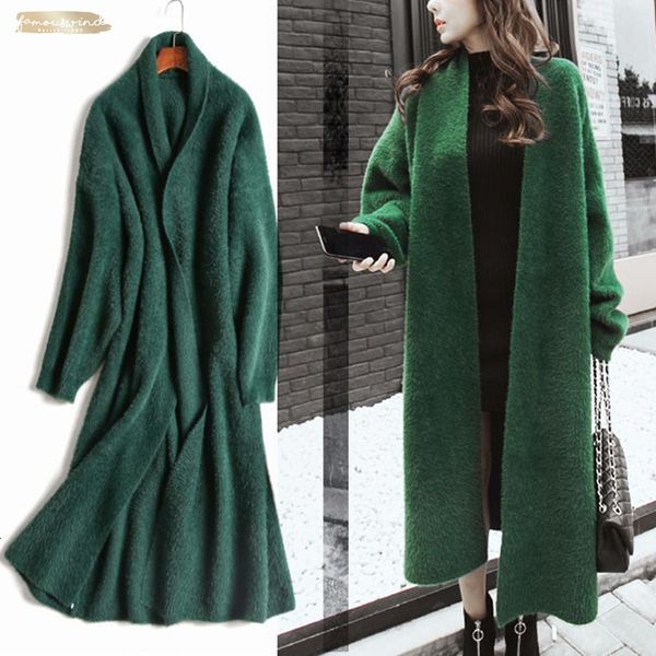 

synthetic cashmere sweater korean women cardigan winter coat batwing sleeve knitted long cardigan thick plus size sweaters, White;black