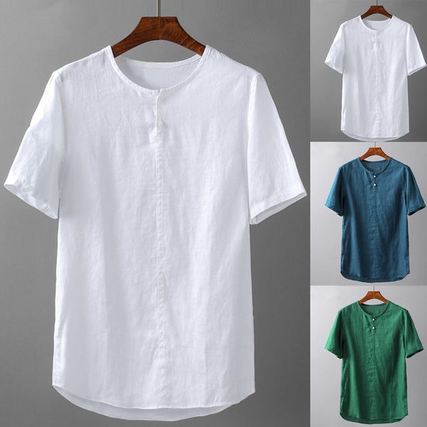 

vogue men's summer new style fashion pure cotton and short sleeve comfortable linen shirt male, White;black