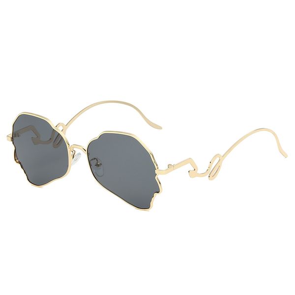 

new irregular bending sunglasses women men fashion metal frame personality sun glasses vintage brand hip hop sunglasses shades, White;black