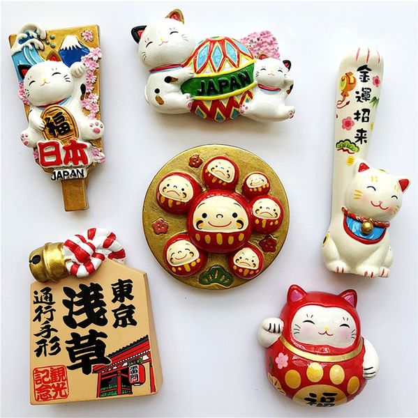 

new japan lucky cat fudan dam 3d fridge magnets tourism souvenirs refrigerator magnetic stickers home decortion